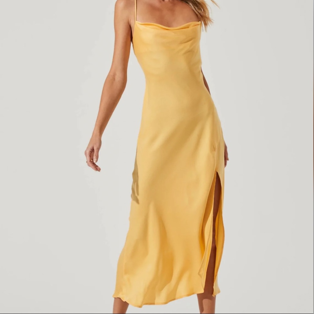 NWT Astr Gaia Yellow Dress Large L Lemon Tart